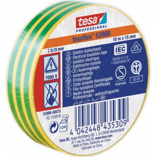 Tesa 53988 PVC 19/20 žuto-zelena izolacijska traka