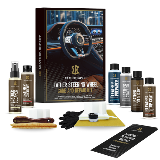 Set za restauraciju i održavanje upravljača Leather Expert - Leather Steering Wheel Care and Repair Kit - Black Matte